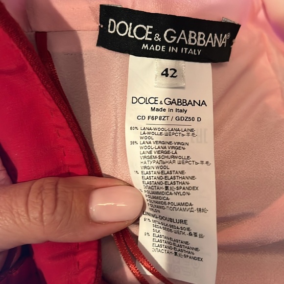 Authentic Dolce & Gabbana wool Knee-Length pink and red color block dress - Picture 4 of 6